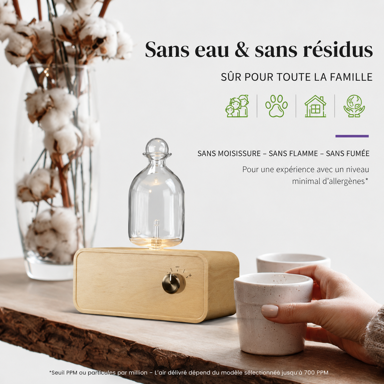 Diffuseur d’Huiles Essentielles Nomade en Bois &amp; Verre Serenity™