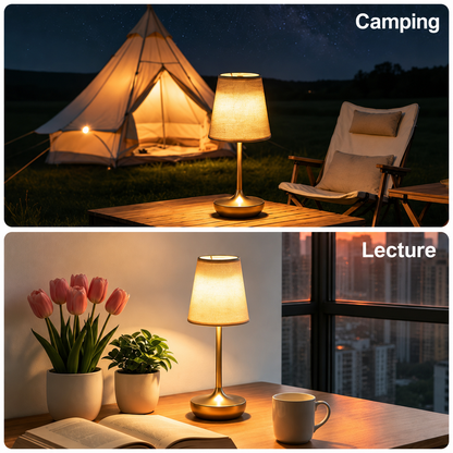 Lampe de Table Classique Rechargeable – Abat-jour Tissu & 3 Températures