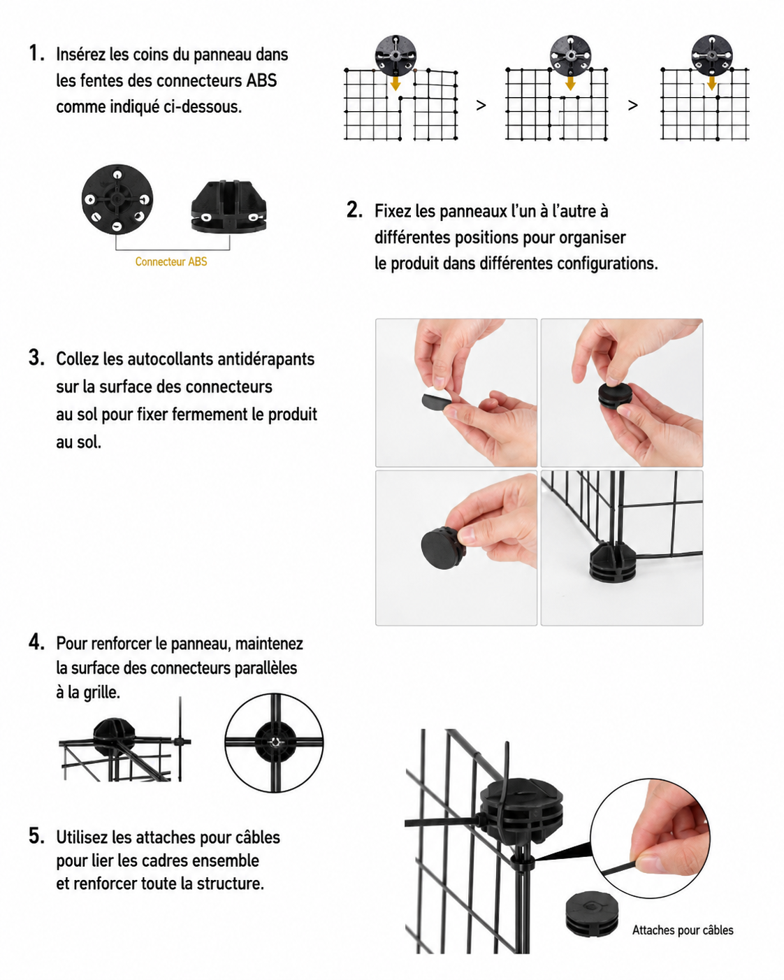 Enclos intérieur modulable pour chien, étagère et bac amovible
