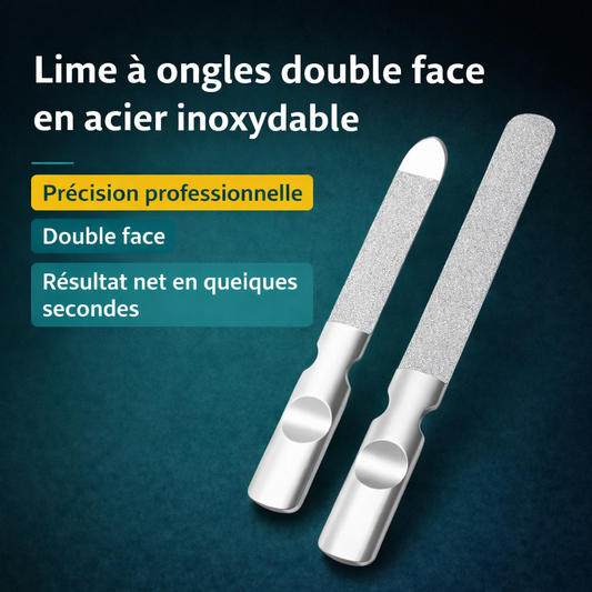 Lime à ongles professionnelle double face – acier inoxydable – précision manucure pédicure
