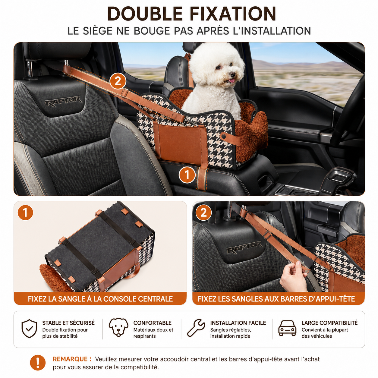 Siège Auto Accoudoir pour Petit Chien et Chat – Coussin Sécurité Respirant