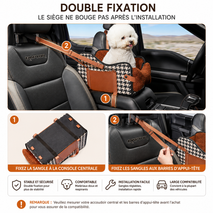 Siège Auto Accoudoir pour Petit Chien et Chat – Coussin Sécurité Respirant