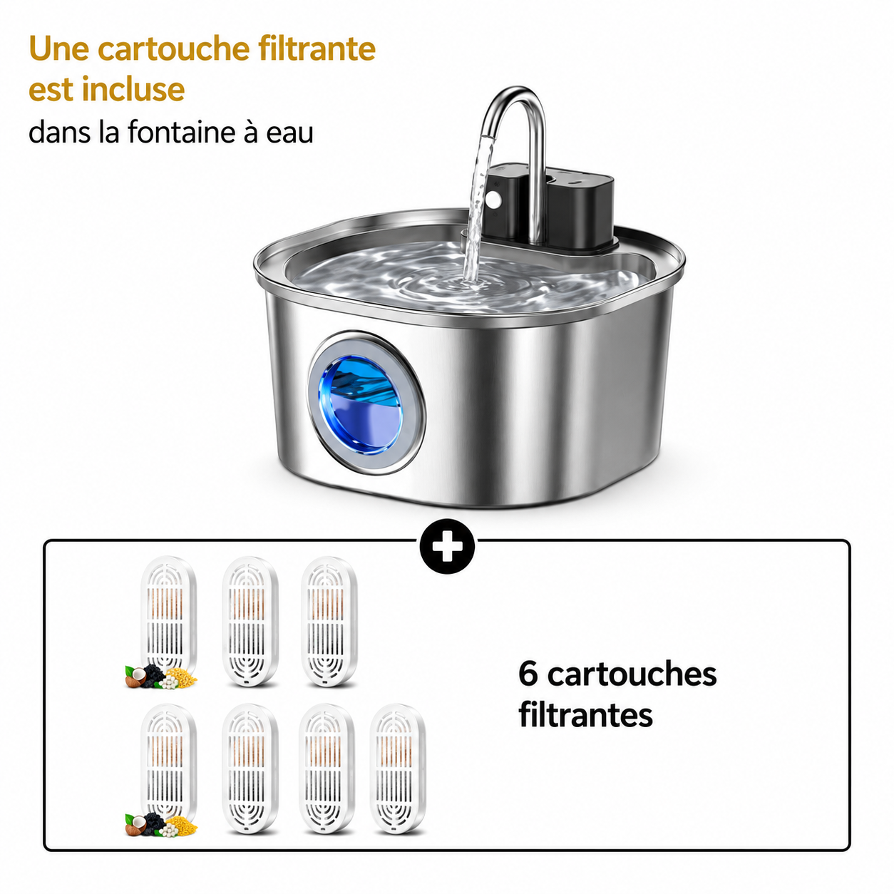 Fontaine à Eau Sans Fil - 3,2 L pour Chiens & Chats - 3 modes