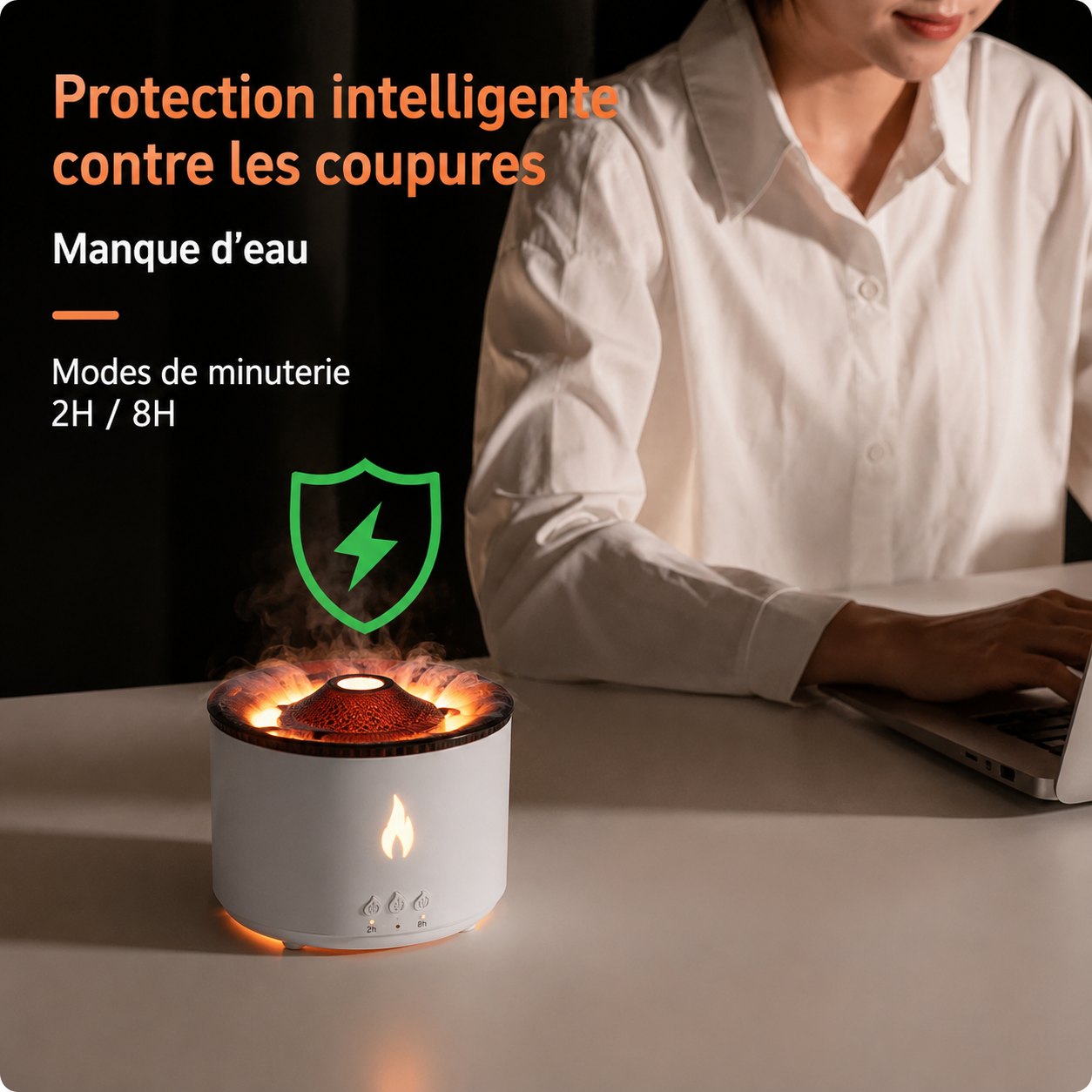 Humidificateur – Diffuseur Flamme - Effet Éruption