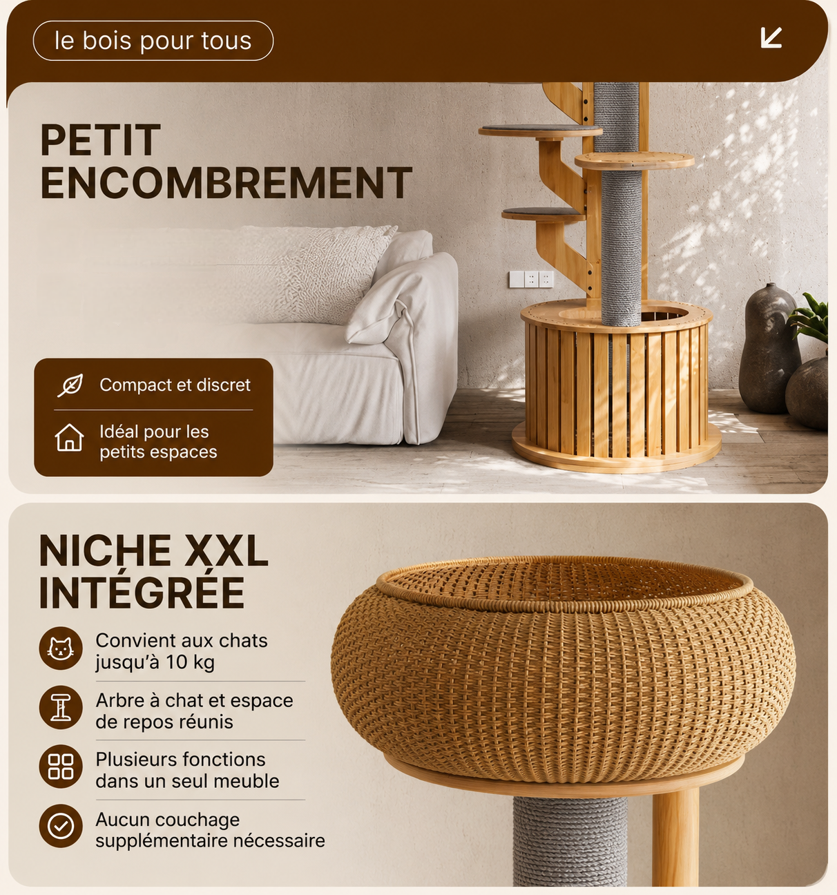 Arbre à Chat Design Premium – Paradis Vertical pour Chats d’Intérieur