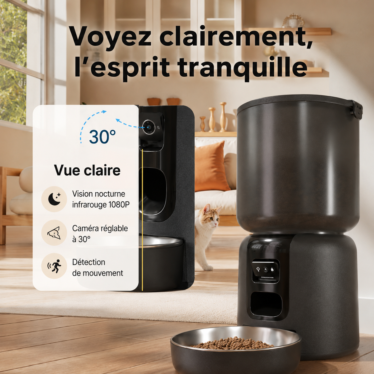 Distributeur Automatique Connecté avec Caméra HD pour chiens et chats