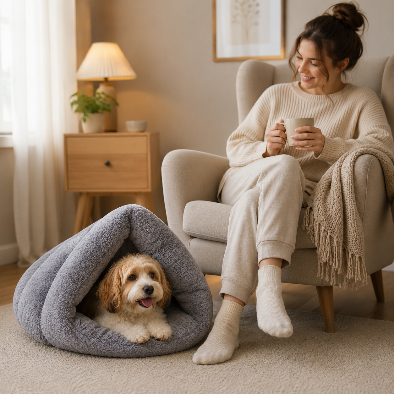 Lit Cocon Douillet pour Chien et Chat – Nid Moelleux