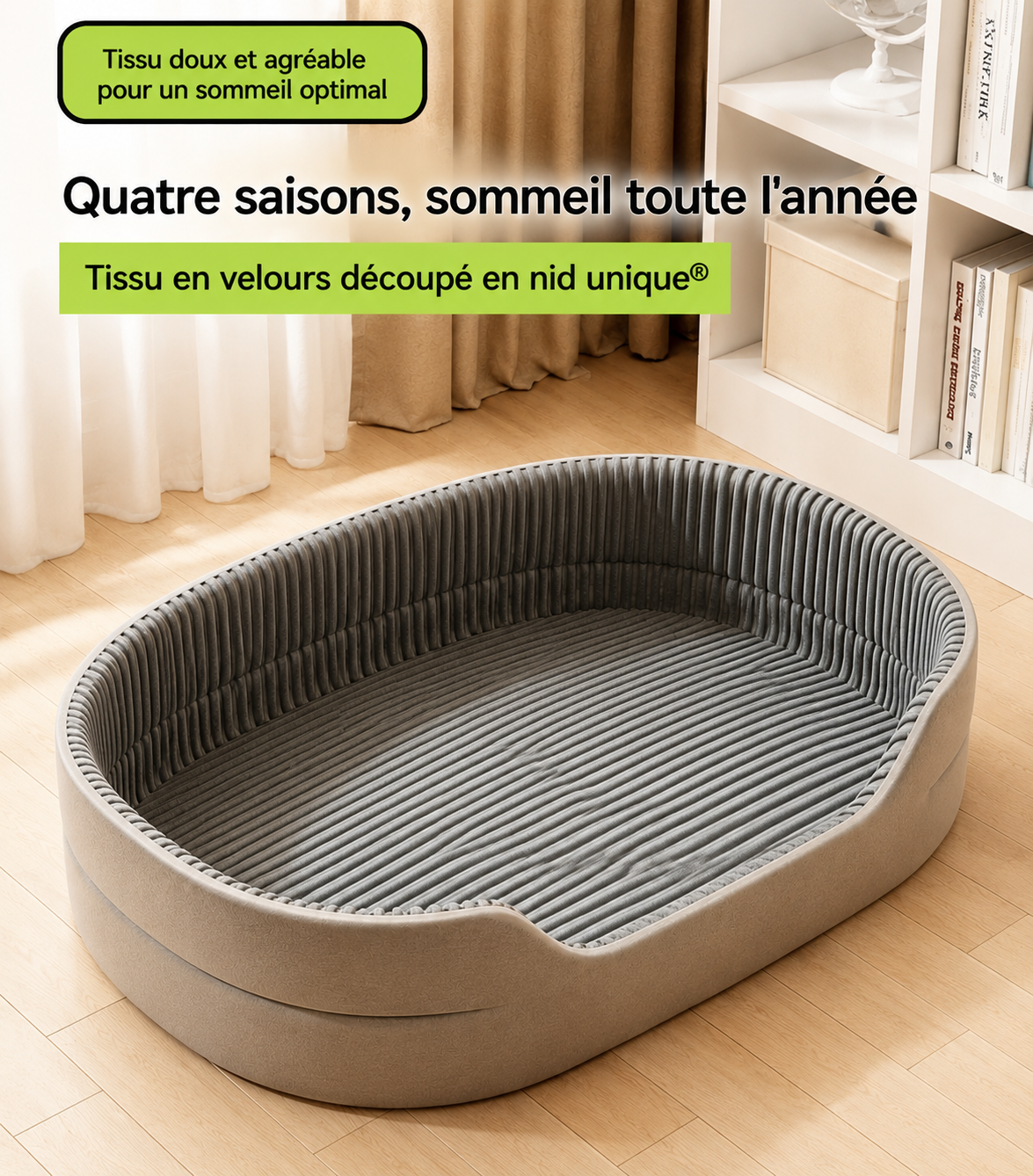 Lit Rafraîchissant 4 Saisons pour Chien et Chat avec Tapis Fraîcheur et Rebords Confortables