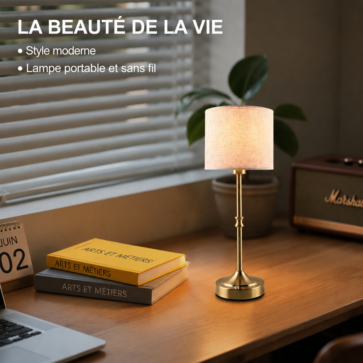 Lampe de Table Sans Fil Rechargeable à Intensité Variable