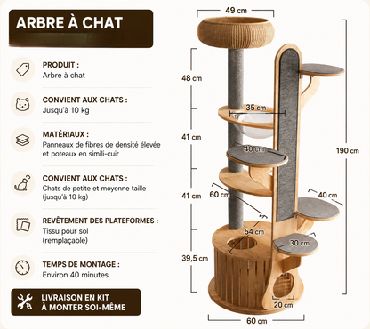 Arbre à Chat Design Premium – Paradis Vertical pour Chats d’Intérieur
