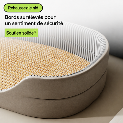 Lit Rafraîchissant 4 Saisons pour Chien et Chat avec Tapis Fraîcheur et Rebords Confortables