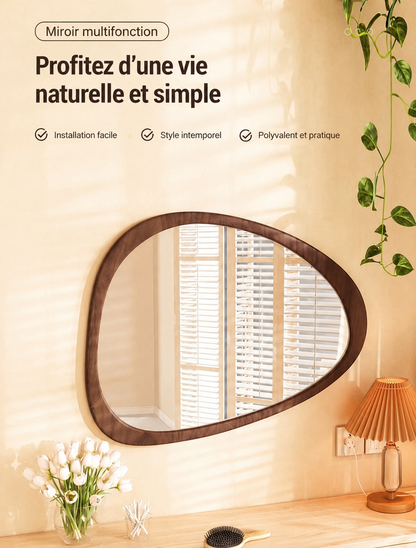 Miroir Mural Irrégulier Bois Asymétrique – Style Moderne, 4 Grandes Tailles