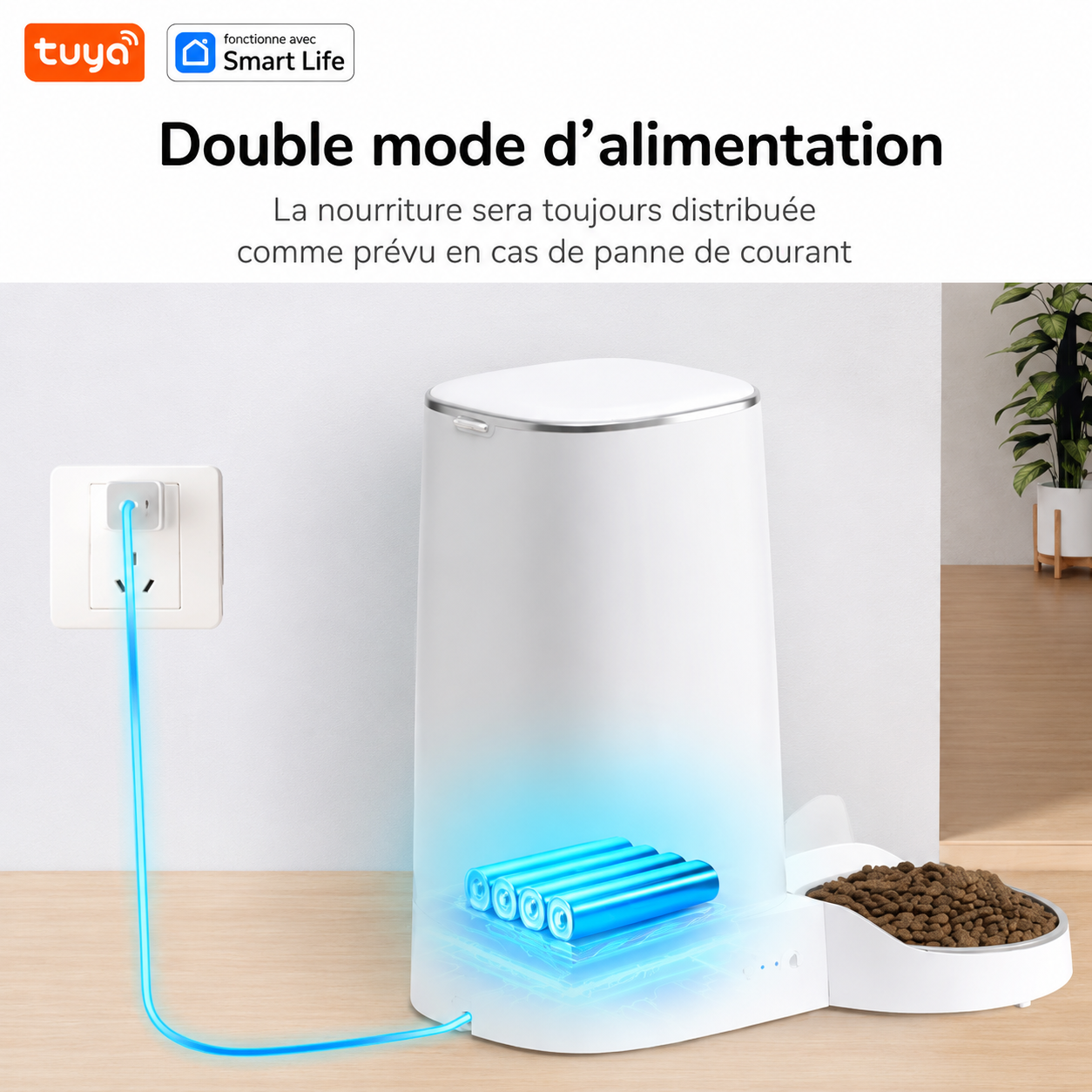 Distributeur automatique de croquettes 4L avec appli et gamelles doubles