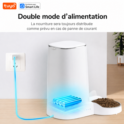 Distributeur automatique de croquettes 4L avec appli et gamelles doubles