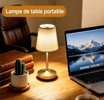 Lampe de Table Classique Rechargeable – Abat-jour Tissu & 3 Températures