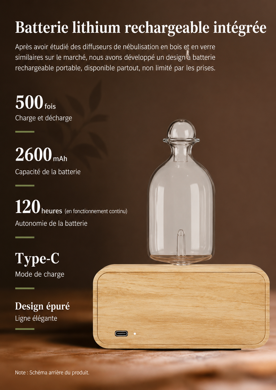 Diffuseur d’Huiles Essentielles Nomade en Bois &amp; Verre Serenity™