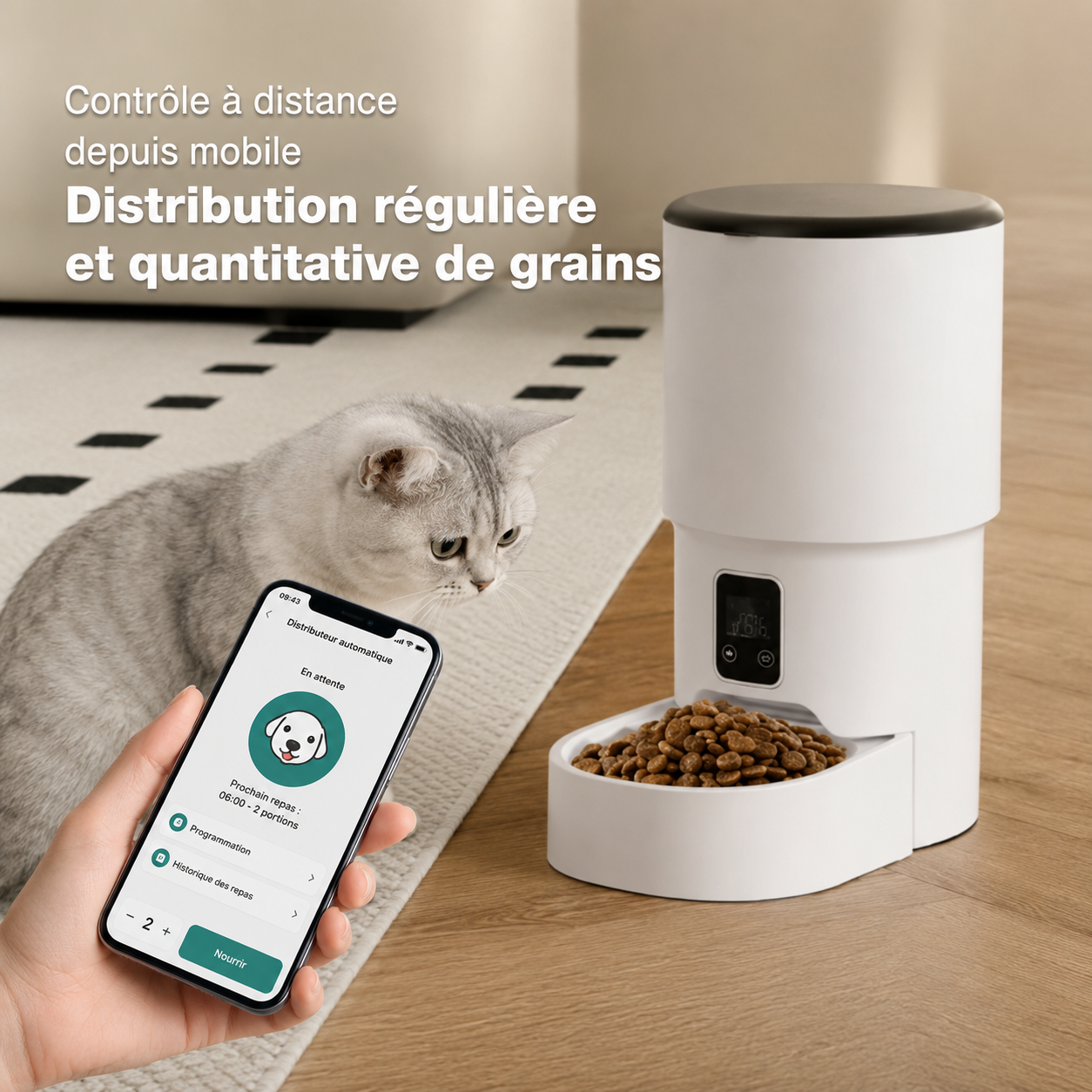 Distributeur Automatique Connecté 4L pour Chats et Chiens
