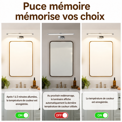 Applique Miroir LED 3 Couleurs Dimmable – Salle de Bain & Coiffeuse 50cm, 15W