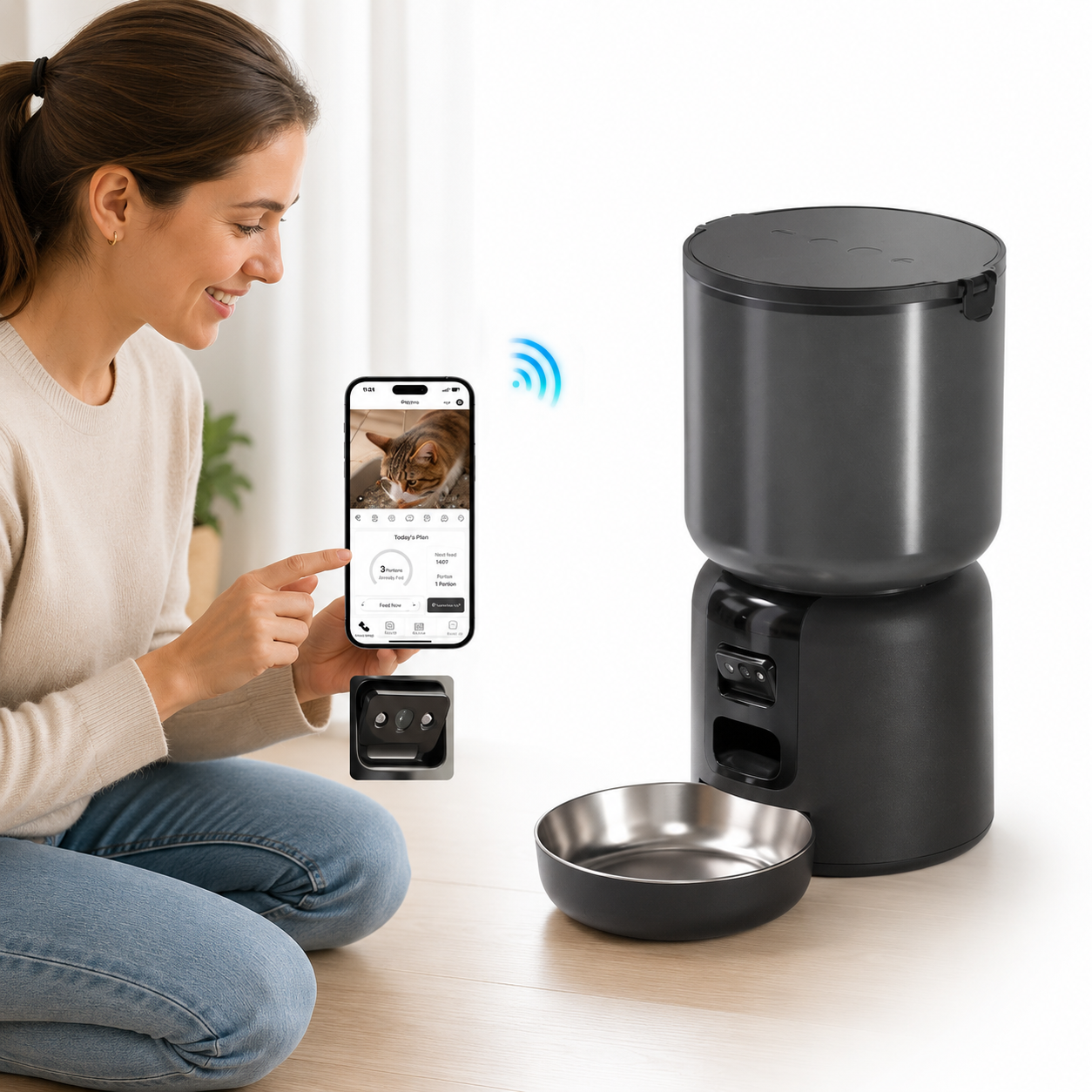Distributeur Automatique Connecté avec Caméra HD pour chiens et chats