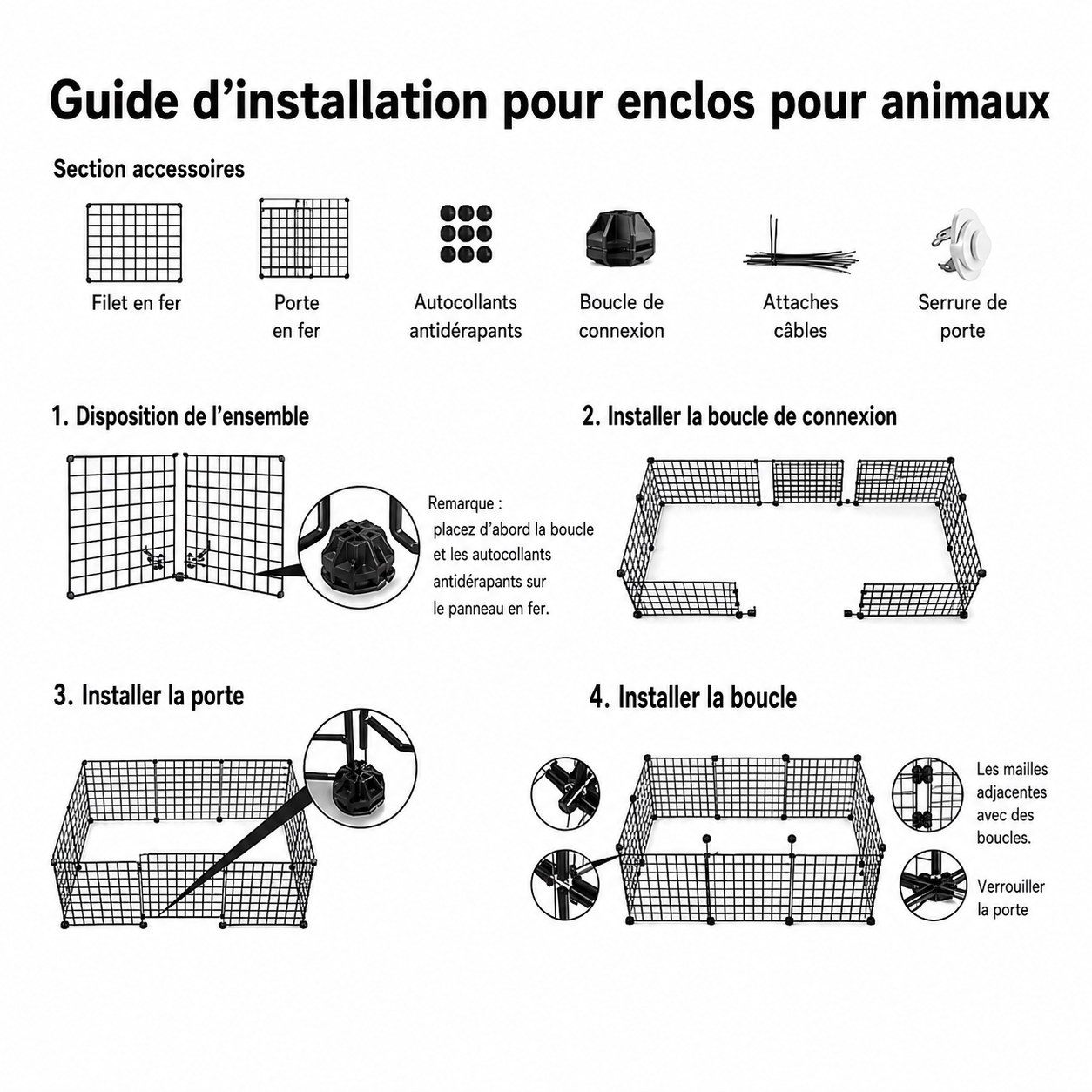 Enclos intérieur modulable pour chien, étagère et bac amovible