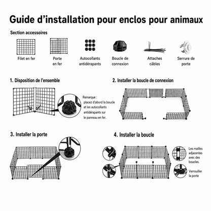 Enclos intérieur modulable pour chien, étagère et bac amovible