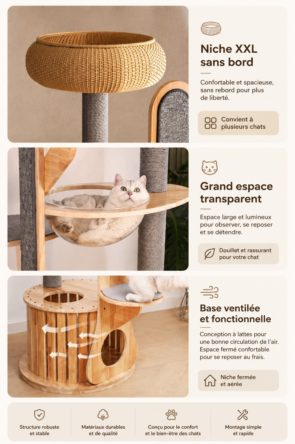 Arbre à Chat Design Premium – Paradis Vertical pour Chats d’Intérieur