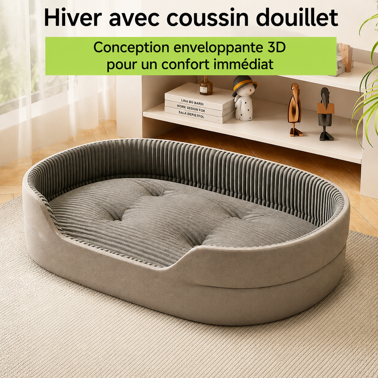 Lit Rafraîchissant 4 Saisons pour Chien et Chat avec Tapis Fraîcheur et Rebords Confortables