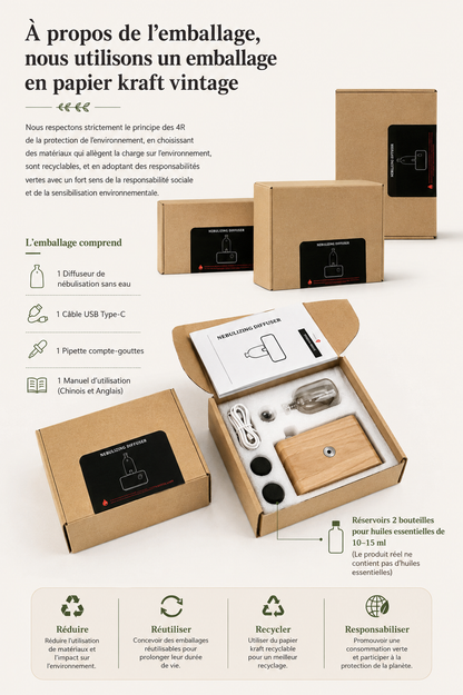 Diffuseur d’Huiles Essentielles Nomade en Bois &amp; Verre Serenity™