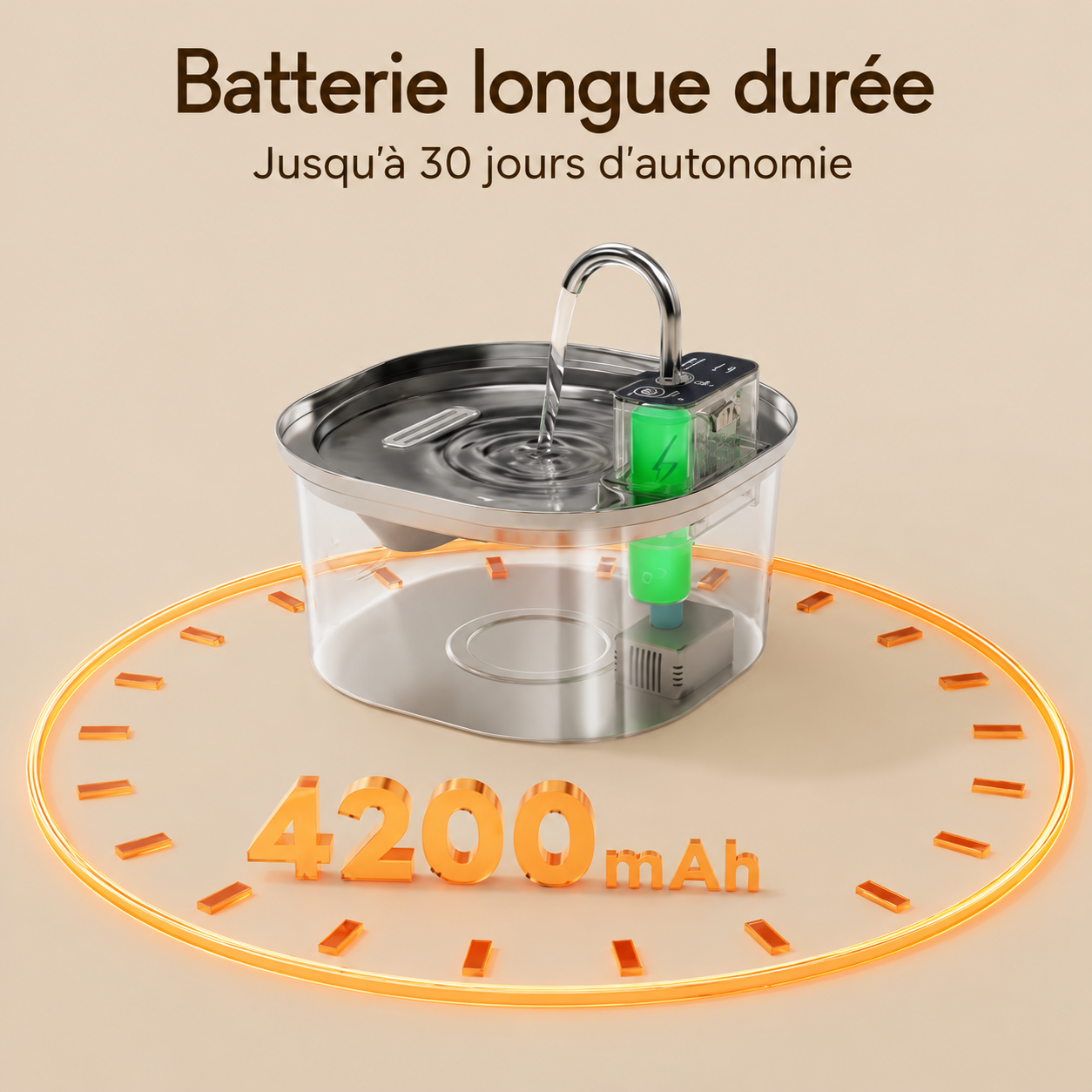Fontaine à Eau Sans Fil - 3,2 L pour Chiens & Chats - 3 modes
