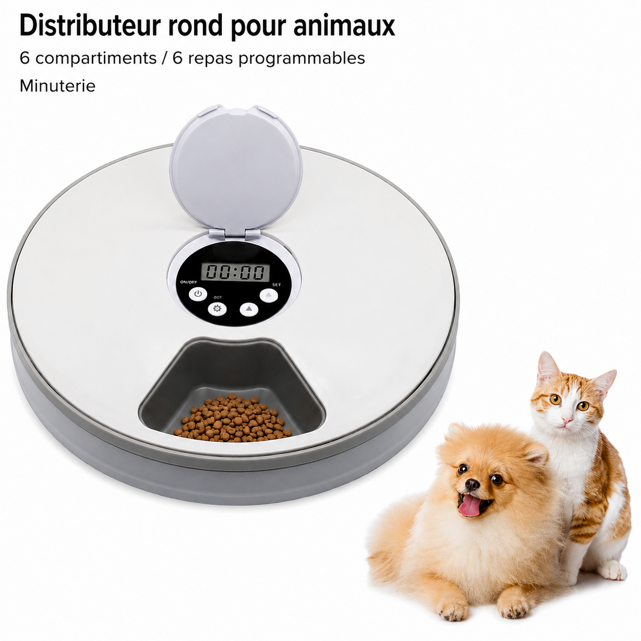 Distributeur Automatique 6 Repas pour Chiens et Chats – Nourrissez votre compagnon même en votre absence