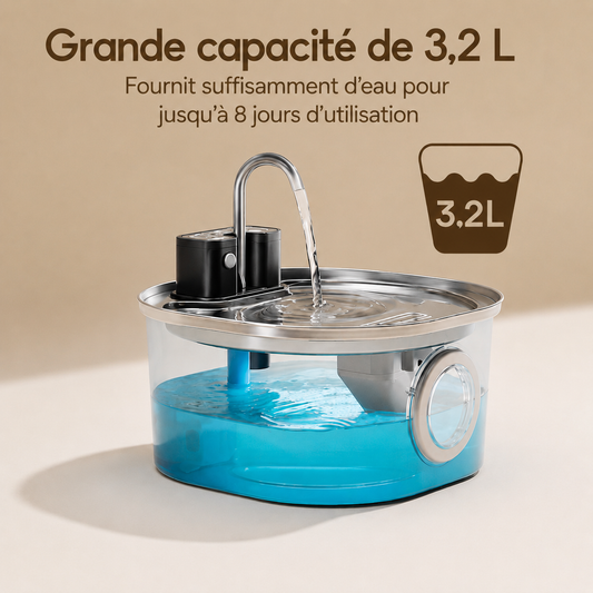 Fontaine à Eau Sans Fil 3,2 L - Chats & Chiens