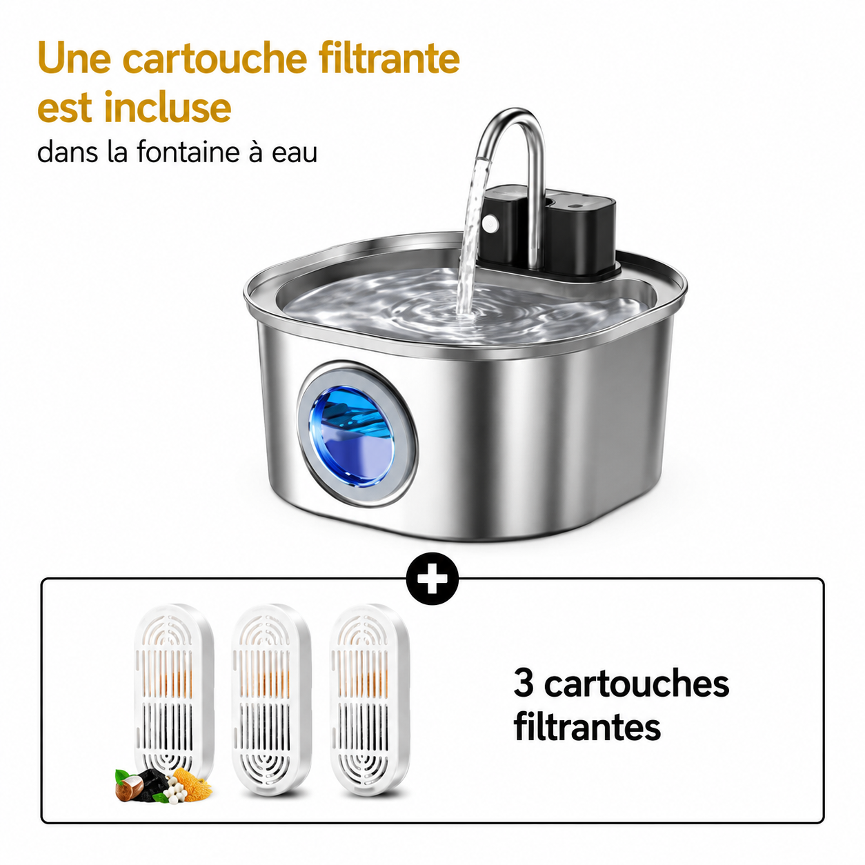 Fontaine à Eau Sans Fil - 3,2 L pour Chiens & Chats - 3 modes