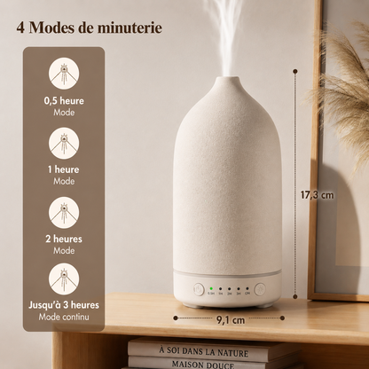 Diffuseur Ultrasonique Céramique 100ml – 7 Couleurs LED & Minuterie