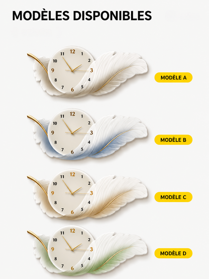 Horloge Murale Design Plume Luxe