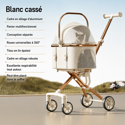 Poussette pour animaux pliable avec panier de transport détachable