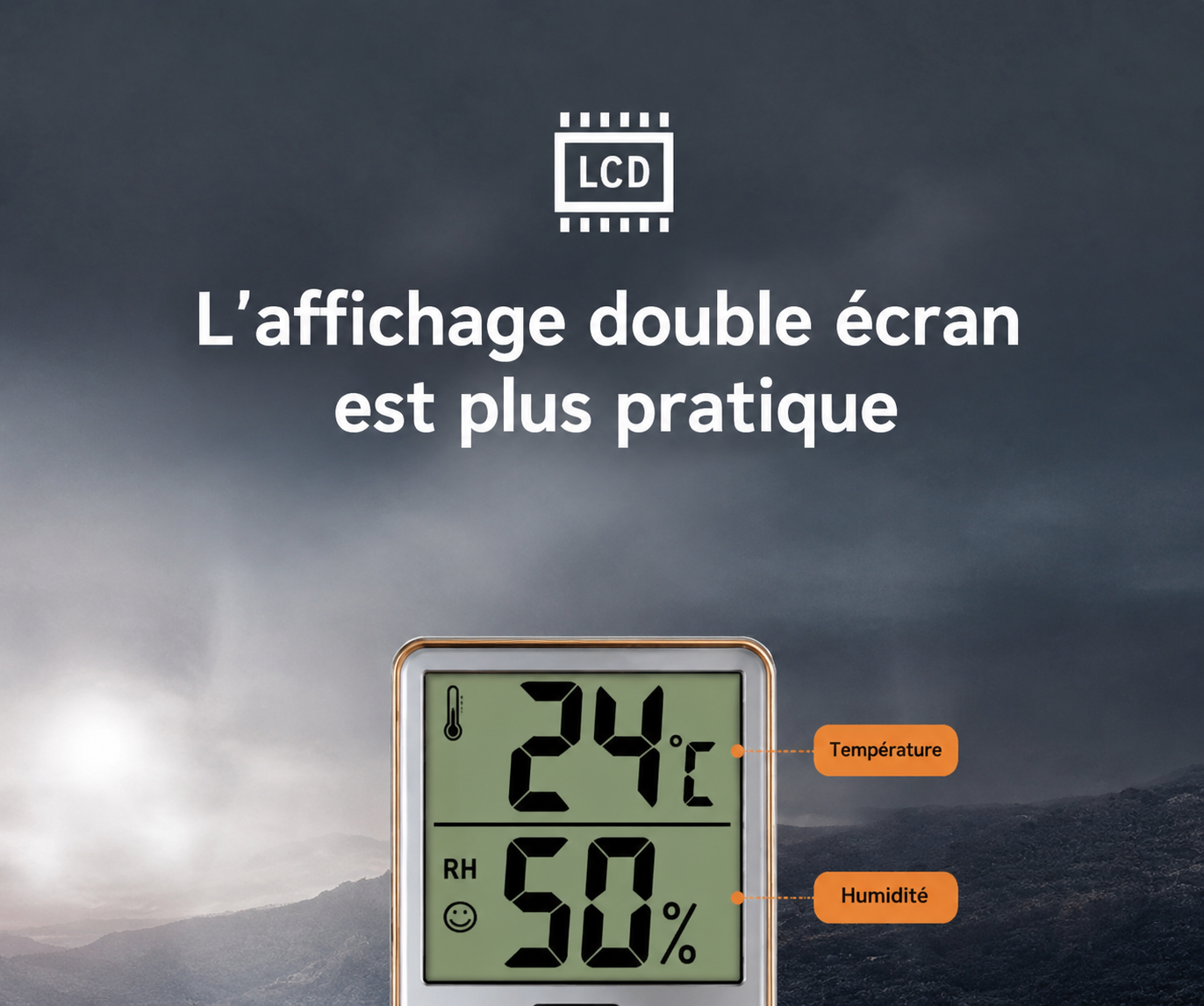 Horloge Murale Design Bois avec Date, Température et Humidité
