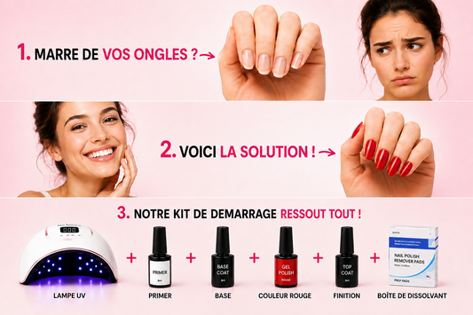 Kit Vernis Semi Permanent avec Lampe UV LED - 6 produits