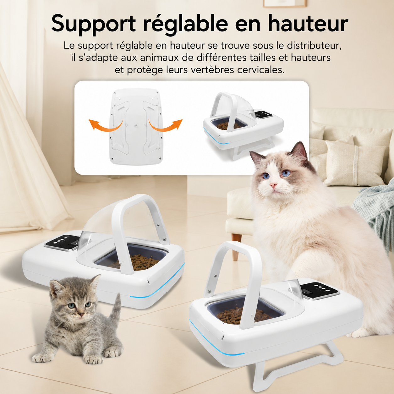 Distributeur automatique avec capot et capteur anti-vol de nourriture