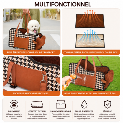 Siège Auto Accoudoir pour Petit Chien et Chat – Coussin Sécurité Respirant