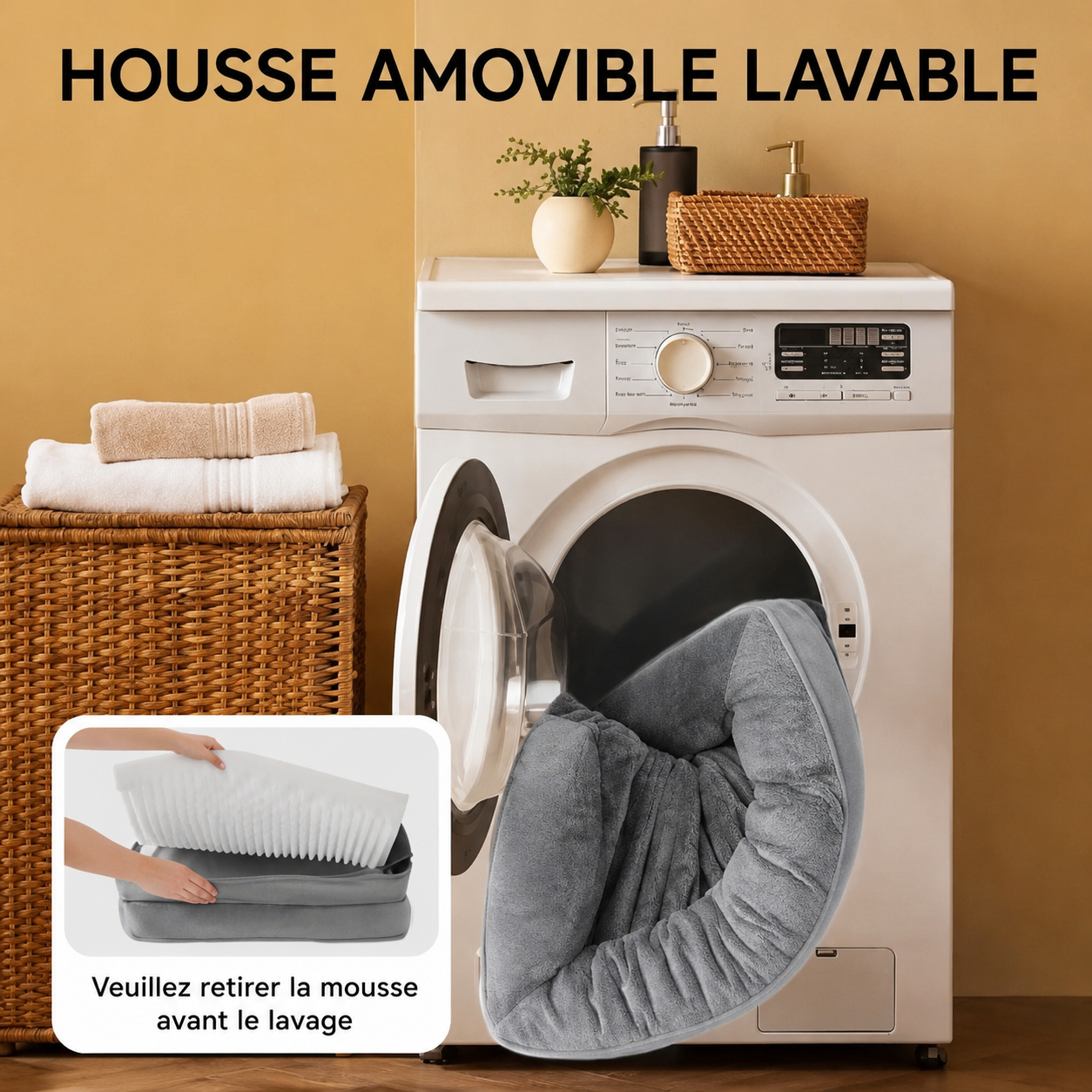 Lit Confort Premium Déhoussable pour Chien et Chat – Imperméable et Lavable