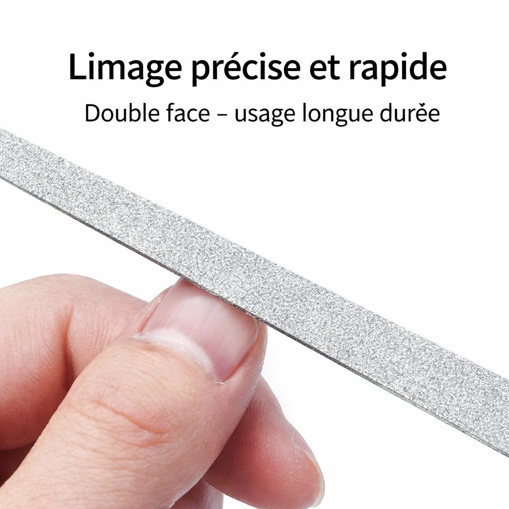 Lime à ongles professionnelle double face – acier inoxydable – précision manucure pédicure