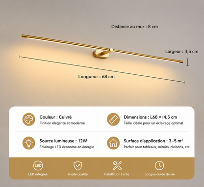 Applique Miroir LED Minimaliste – Salle de Bain & Chambre, 3 Tailles & 2 Lumières
