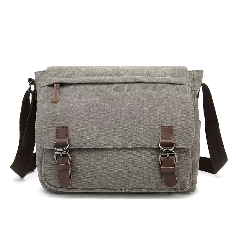 Grande Sacoche Bandoulière Homme Toile - Sac Besace Vintage