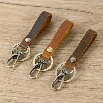 Lot de 3 Porte-Clés en Cuir Marron pour Homme avec Mousqueton