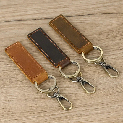 Lot de 3 Porte-Clés en Cuir Marron pour Homme avec Mousqueton