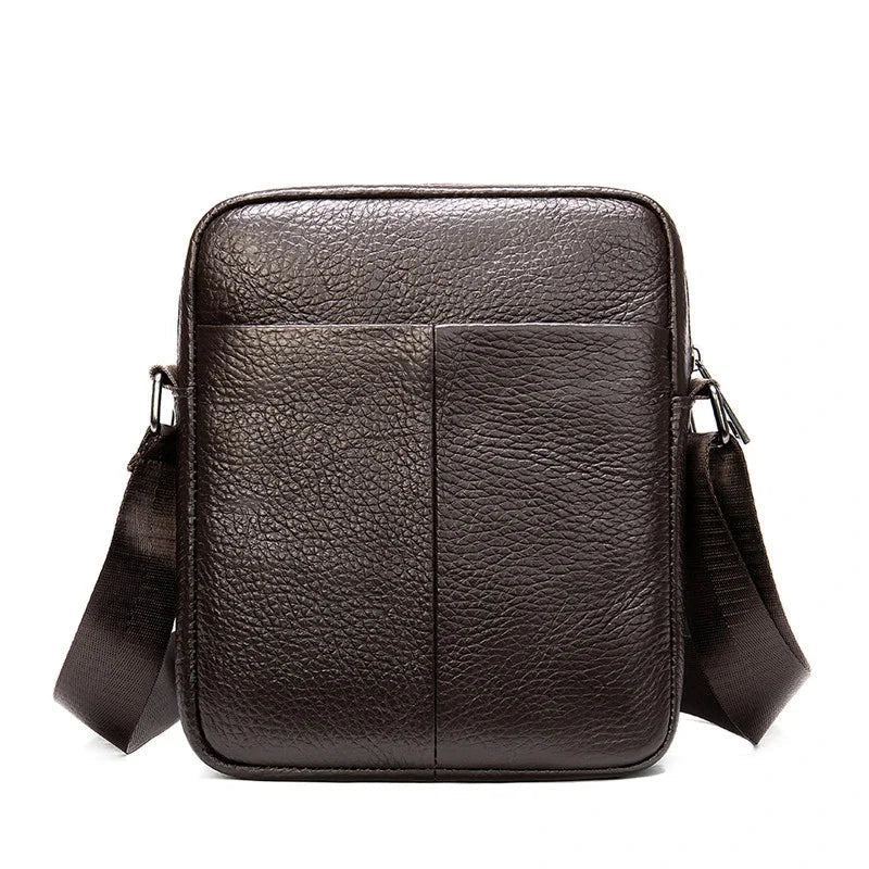 Petite Sacoche Bandoulière Homme Noire - Cuir Structuré Élégant