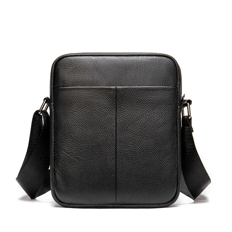 Petite Sacoche Bandoulière Homme Noire - Cuir Structuré Élégant