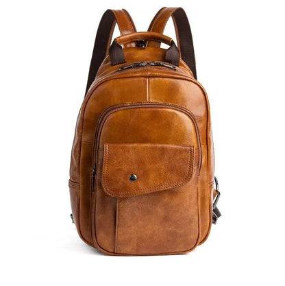 Petit Sac à Dos Homme Cuir Cognac - Format Compact Élégant