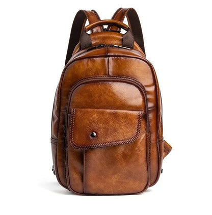 Petit Sac à Dos Homme Cuir Cognac - Format Compact Élégant