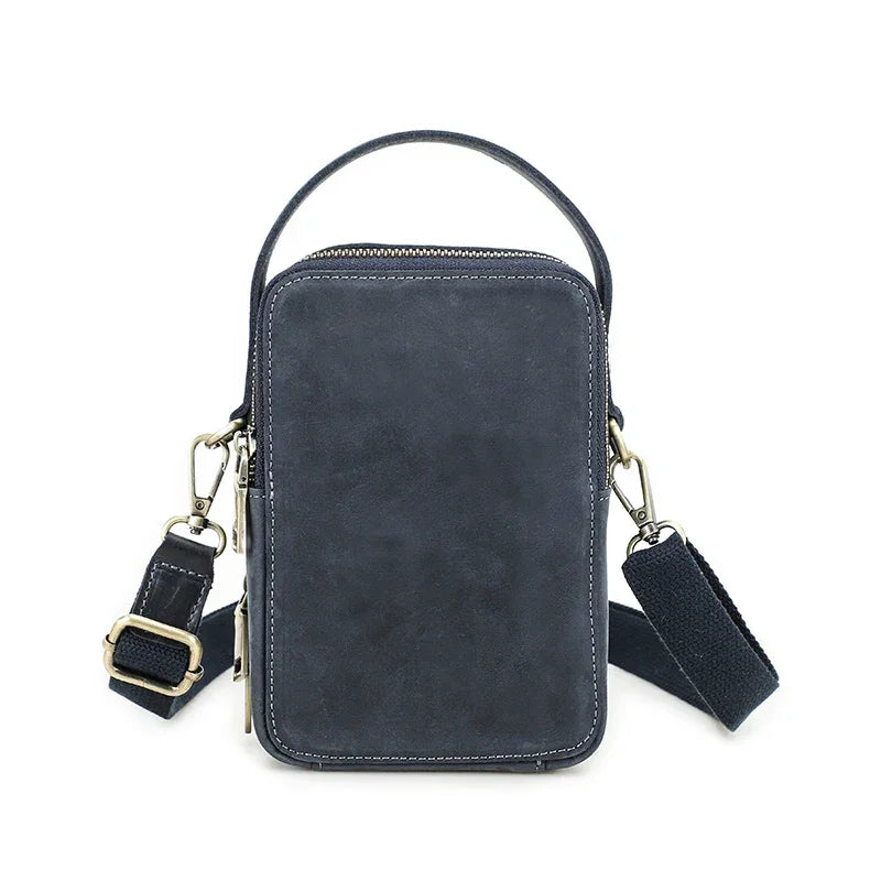 Petite Sacoche Bandoulière Cuir Homme - Pochette Vintage Brun